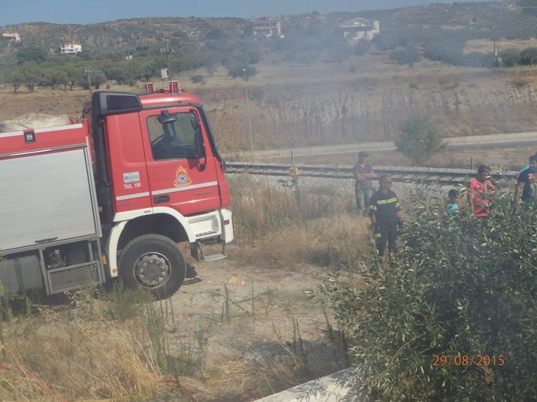 Ελιές και ξερά χόρτα κάηκαν στο «Στούπι» Ν. Αγχιάλου