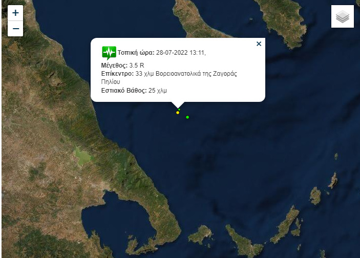 Σεισμική δόνηση 3,5  Ρίχτερ Β/Α της Ζαγοράς